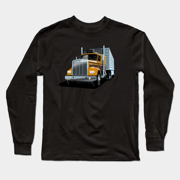 1976 Kenworth W900A in orange Long Sleeve T-Shirt by candcretro